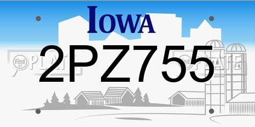 2PZ755 Iowa License Plate
