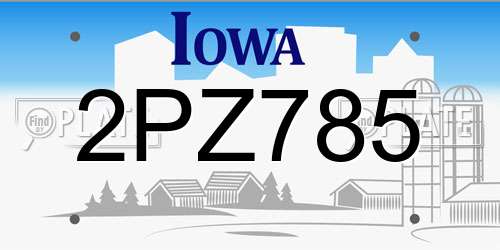 2PZ785 Iowa License Plate