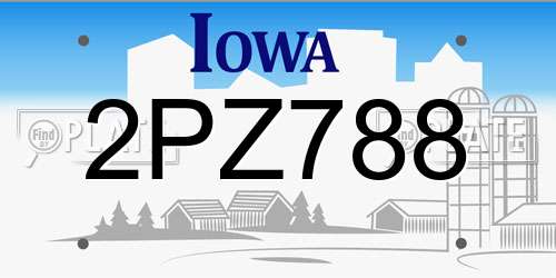 2PZ788 Iowa License Plate