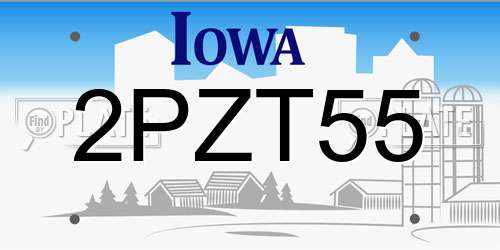 2PZT55 Iowa License Plate
