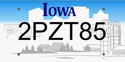 2PZT85 Iowa License Plate