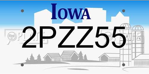 2PZZ55 Iowa License Plate