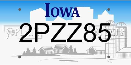 2PZZ85 Iowa License Plate