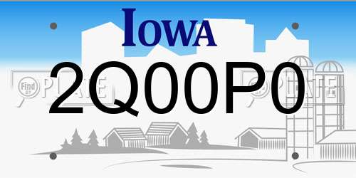 2Q00P0 Iowa License Plate
