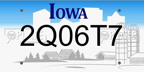 2Q06T7 Iowa License Plate