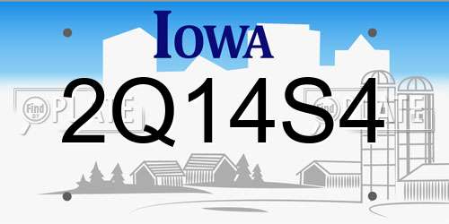 2Q14S4 Iowa License Plate
