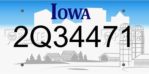 2Q34471 Iowa License Plate