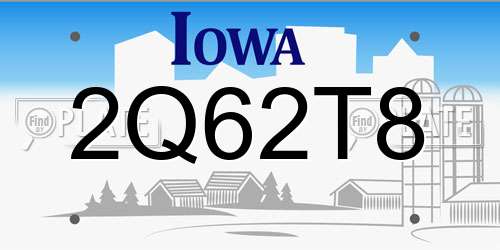 2Q62T8 Iowa License Plate