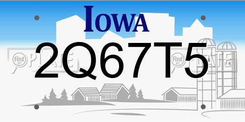 2Q67T5 Iowa License Plate