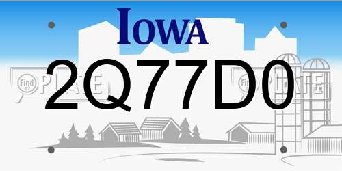 2Q77D0 Iowa License Plate