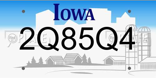 2Q85Q4 Iowa License Plate