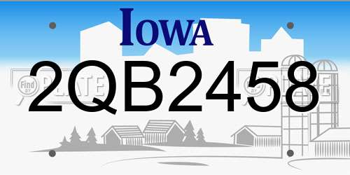 2QB2458 Iowa License Plate