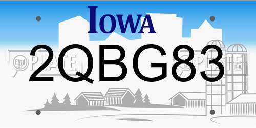 2QBG83 Iowa License Plate