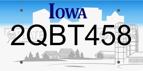 2QBT458 Iowa License Plate