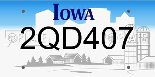 2QD407 Iowa License Plate