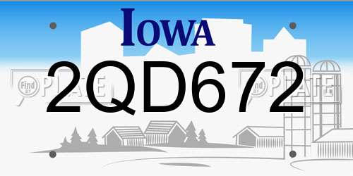 2QD672 Iowa License Plate