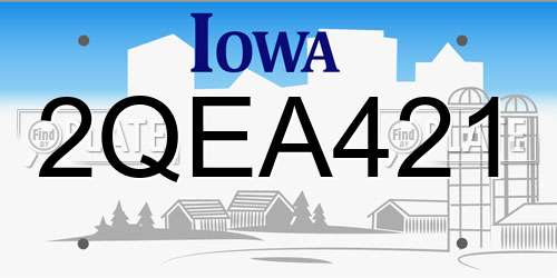 2QEA421 Iowa License Plate