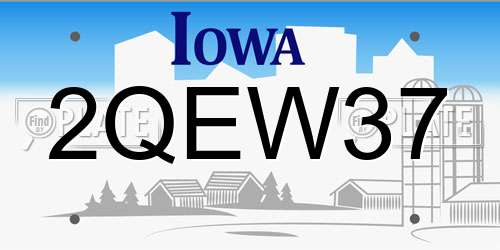 2QEW37 Iowa License Plate