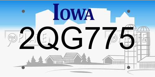 2QG775 Iowa License Plate