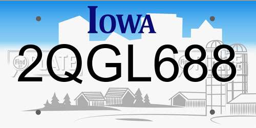 2QGL688 Iowa License Plate
