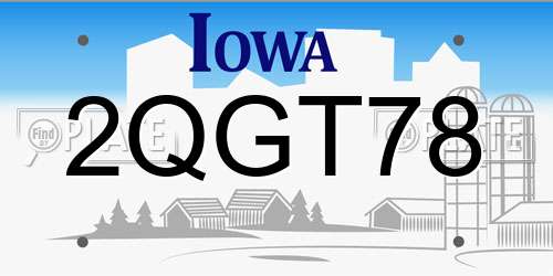 2QGT78 Iowa License Plate