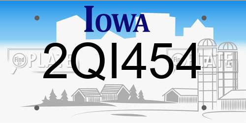 2QI454 Iowa License Plate