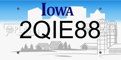 2QIE88 Iowa License Plate