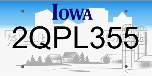 2QPL355 Iowa License Plate