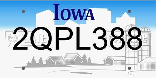 2QPL388 Iowa License Plate