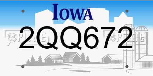 2QQ672 Iowa License Plate