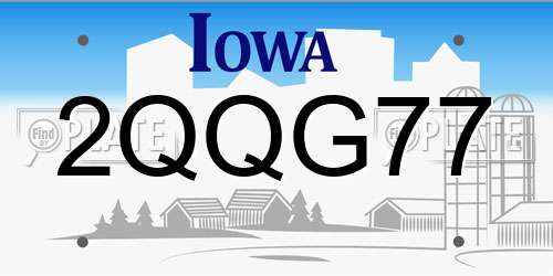 2QQG77 Iowa License Plate