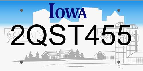2QST455 Iowa License Plate