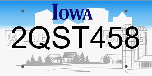 2QST458 Iowa License Plate