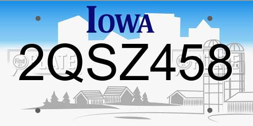 2QSZ458 Iowa License Plate