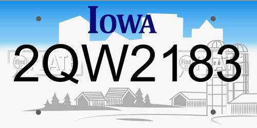 2QW2183 Iowa License Plate