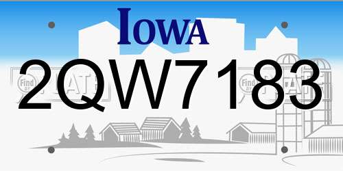 2QW7183 Iowa License Plate