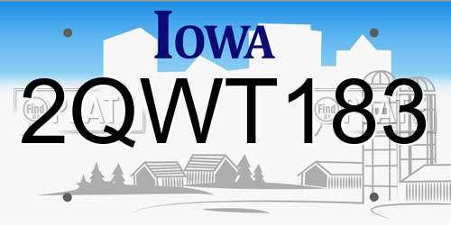 2QWT183 Iowa License Plate