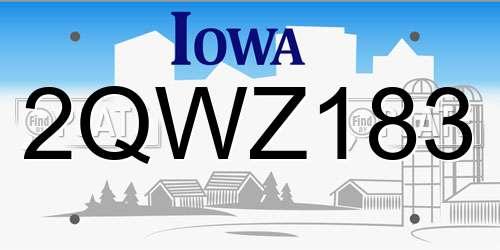 2QWZ183 Iowa License Plate