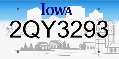 2QY3293 Iowa License Plate