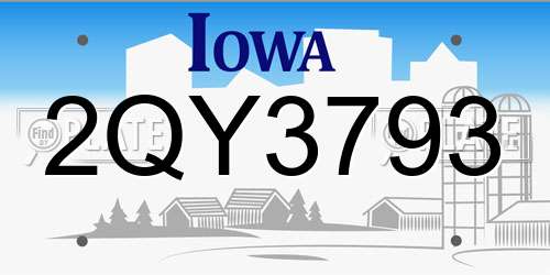 2QY3793 Iowa License Plate