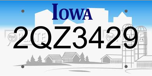 2QZ3429 Iowa License Plate