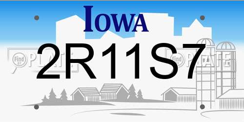 2R11S7 Iowa License Plate