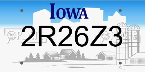 2R26Z3 Iowa License Plate