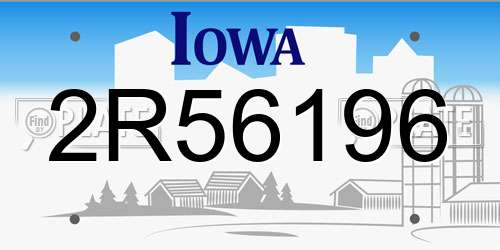 2R56196 Iowa License Plate