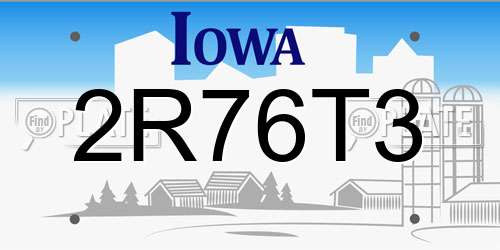 2R76T3 Iowa License Plate