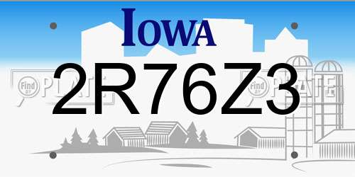 2R76Z3 Iowa License Plate