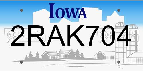 2RAK704 Iowa License Plate