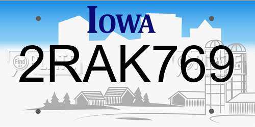 2RAK769 Iowa License Plate