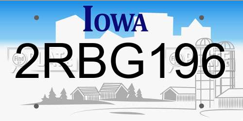 2RBG196 Iowa License Plate