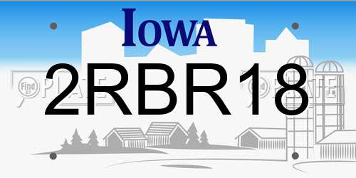 2RBR18 Iowa License Plate